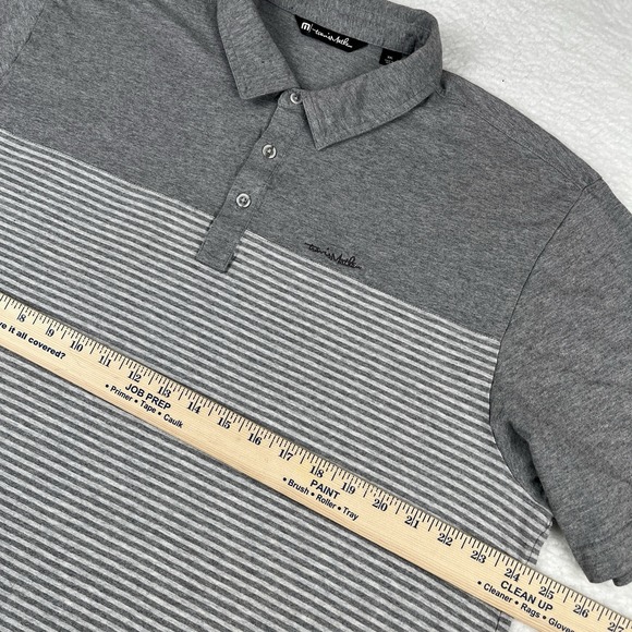 TRAVIS MATHEW Polo Shirt Men 2XL Gray Cotton Modal Stretch Golf Performance Logo - Picture 7 of 11